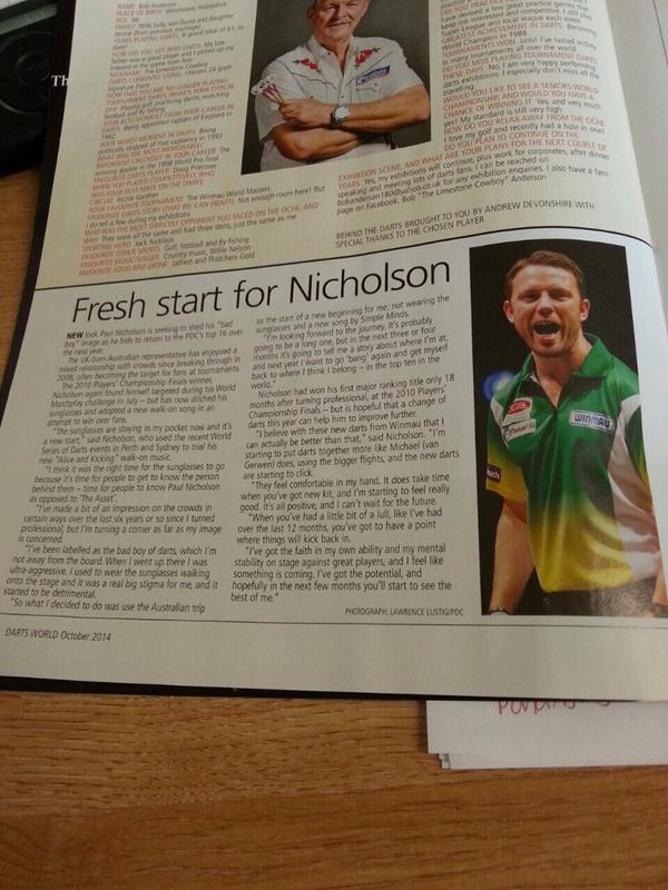 TheAsset180's tweet photo. Article in the latest edition of Darts World. http://t.co/9qCEOq4FYI