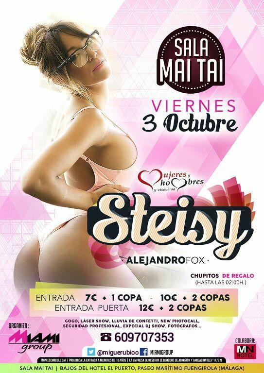MiamiGroup25's tweet photo. Este viernes 3 os traemos a @patricia_steisy a sala Mai Tai! A qué esperas para apuntarte? 609707353 #MiamiGroupmanda http://t.co/K7ETzsK6fC