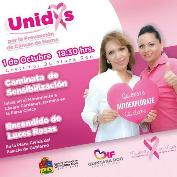 voluntariadocon's tweet photo. Unid@s por la prevención del cáncer de mama, caminata de sensibilización @difquintanaroo http://t.co/Y2btSkrz3e