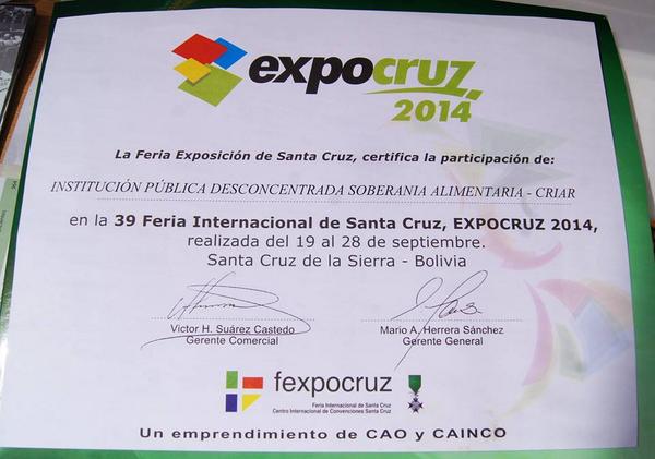 IPDSA's tweet photo. La Institución Pública Desconcentrada Soberanía Alimentaria por primera ves participo en EXPOCRUZ 2014. http://t.co/q66EwhgTWc