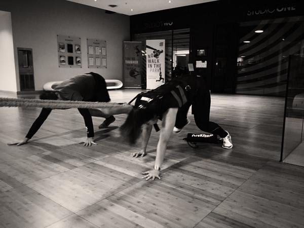 .@VirginActiveUK trainers <a href="/hughhanley/">Hugh Hanley</a> and <a href="/birch_andy/">Andy Birch</a> putting WF's @theglucosekid through her paces with @ANKORR_