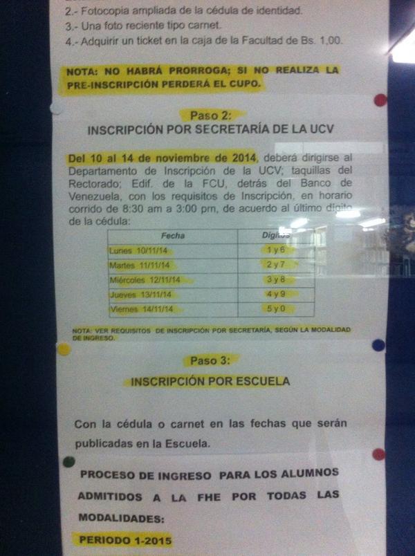 ceepucv's tweet photo. Información importante nuevo ingreso: #UCV #FHyE http://t.co/vYXoAZitTO