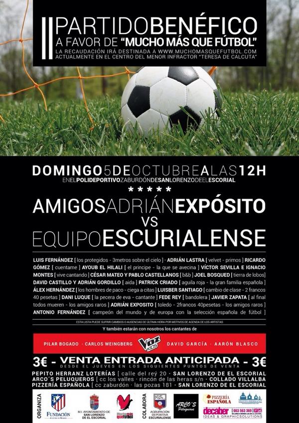 AExpositoCFO's tweet photo. @CFVictor_Sev @sevillottiweb 5 oct. partido benéfico amigos @AdrianExpositoY vs equipo escurialense con Víctor! RT http://t.co/DiEpasW1d0