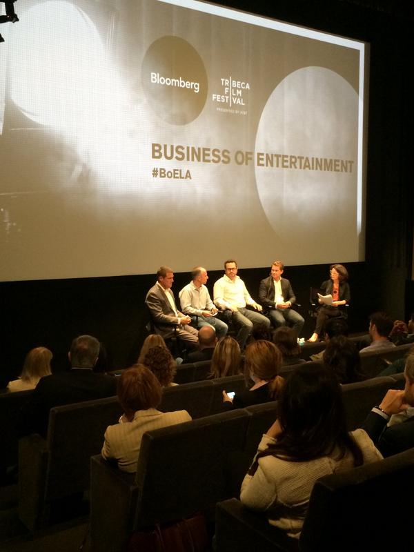 BloombergAssoc's tweet photo. BA's @KOliverNYC moderating the Business of Entertainment panel on video in front of a full house at CAA #BoELA http://t.co/ArYrhQef1P