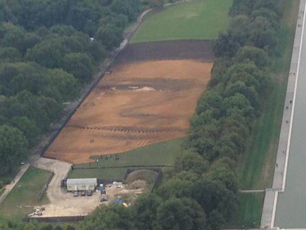 DCist's tweet photo. There’s a giant, six-acre landscape portrait on the National Mall. Here’s how it got there. http://t.co/yufQgVKQsW http://t.co/jlHbo3WvTp