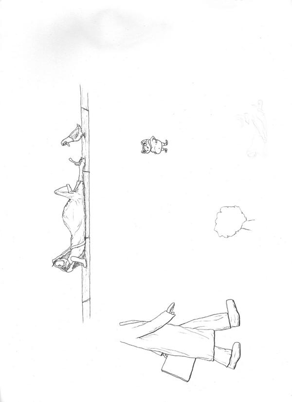 SimpletonTweets's tweet image. totally not dead, just not much of a Tweeter!  here's a behind-the-scenes scan of the lineart for the latest post...