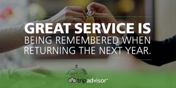 Tripadvisor's tweet photo. What is great service to you? Reply with #greatserviceis and we may use your quote next time! http://t.co/IGEgaMwYkN