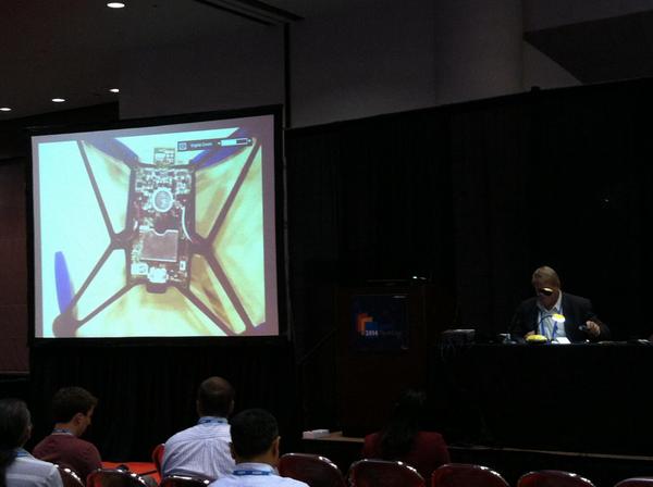 Arm's tweet photo. Parrot Spider #drone #teardown by @RichQuinnell at #ARMTechCon - powered by #ARM #CortexA9 processor! http://t.co/RdasgDvaSH
