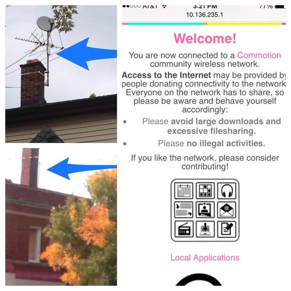 bcwhitney's tweet photo. Wow! Tour of community wifi mesh networks in Detroit nabes - nodes on homes &amp; churches @Allied_Media  @OTI #motm2014 http://t.co/FBgYSrMfzo