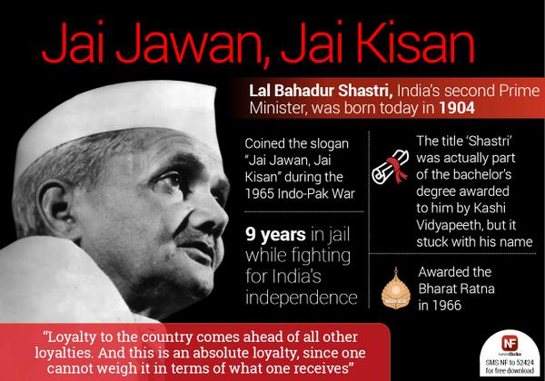 newsflicks's tweet photo. The man behind 'Jai Jawan, Jai Kisan' http://t.co/GGhyeizLjv