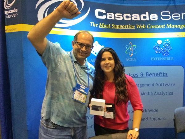 hannon_hill's tweet photo. Ending #Educause2014 on a high note with our Apple TV winner @gemal59 - We can't wait until next year! #educause2015 http://t.co/uqpvU5p6n7
