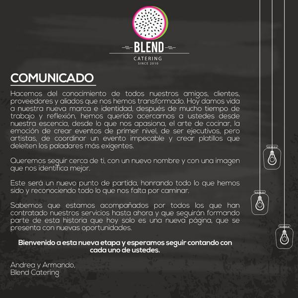 A todos nuestros amigos, clientes y proveedores... #cambiodeimagen #BlendCatering