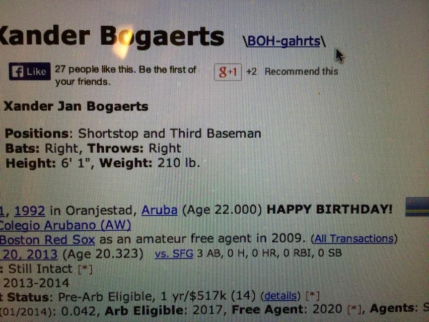 Heres Baseball-Reference wishing Xander Bogaerts a happy birthday. 