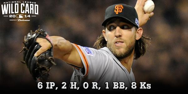 MLB's tweet photo. #MadBum has made it look real easy through 6. http://t.co/aVVBcjHKvQ #WildCard http://t.co/QpoFhYCc6t