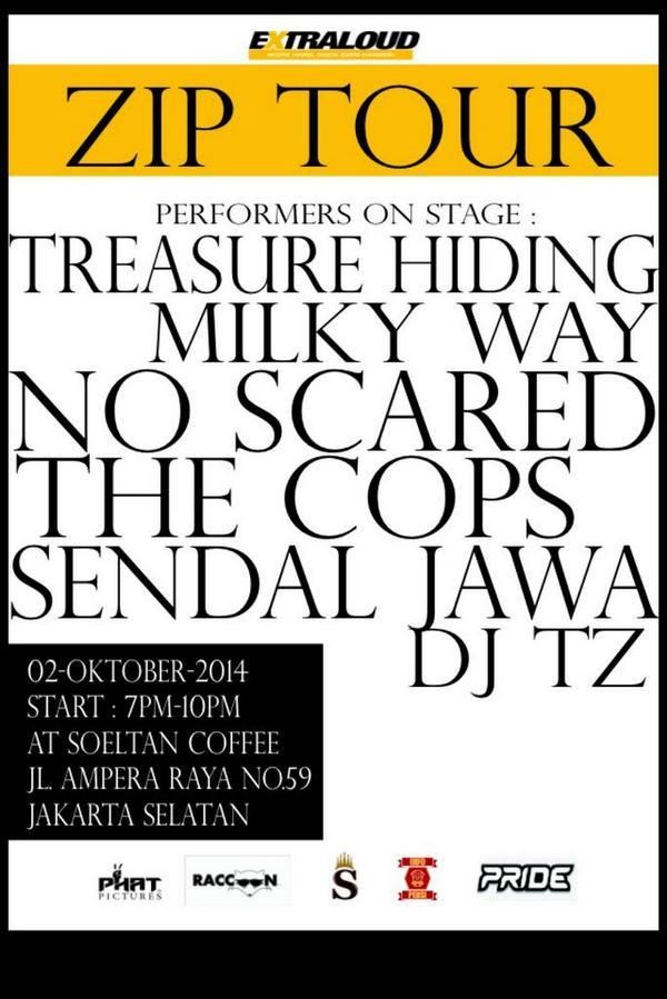 extraloudstuff's tweet photo. Tonight! Extraloud Zip Tour
2 Oktober 2014
at Soeltan Coffee
Jl. Ampera Raya No.59 Jaksel http://t.co/MleUXvoZSC