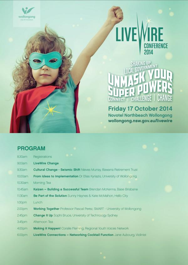 LiveWireNetwork's tweet image. Not long until #livewireconference get your ticket today! wollongong.nsw.gov.au/livewire #connectchallengechange #localgov