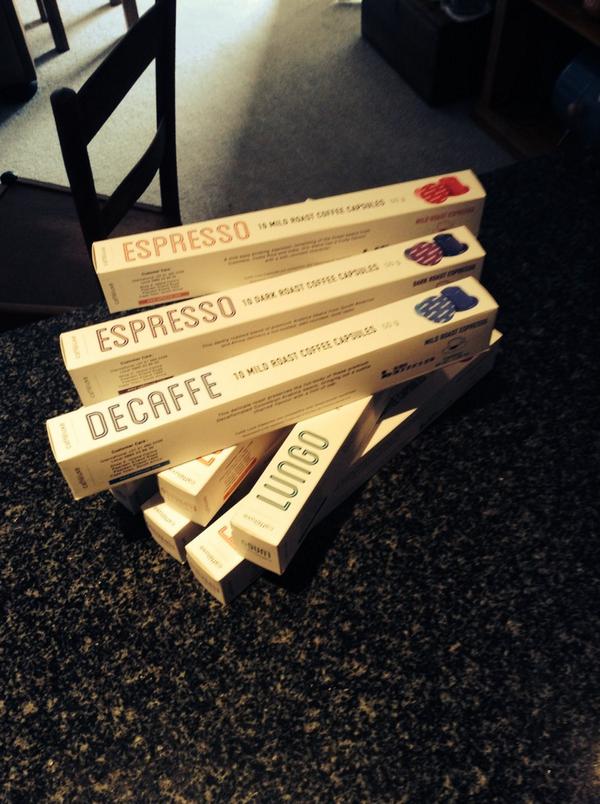 Thanks to <a href="/caffeluxe/">Steven Klugman</a> for the capsules to full up my machine :) " someone for coffee ? " <a href="/James_Adams007/">James Adams</a>