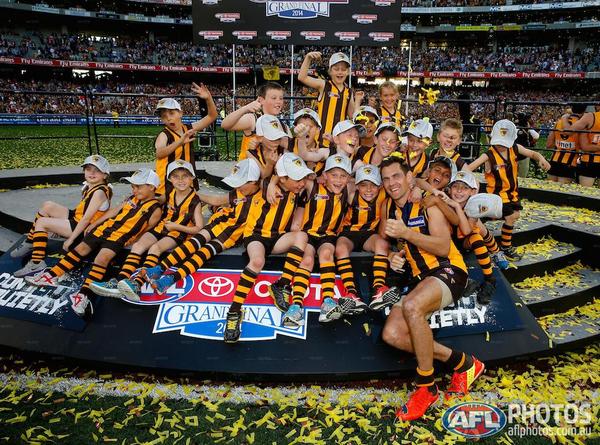 AFL's tweet photo. Just in case you weren’t 100% convinced he's the best guy in the world, Hodgey posed for this instead of celebrating! http://t.co/Lsyu8G2CKZ