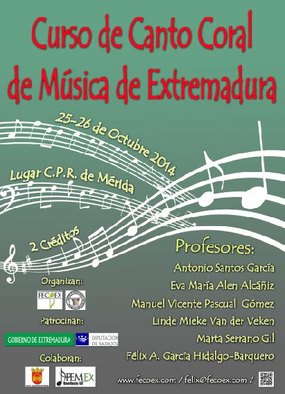 InfoFecoex's tweet photo. Curso de Canto Coral de Extremadura.
Para mayor información, escribid a felix@fecoex.com.
http://t.co/b8VkDWXdnP http://t.co/zmugBep9VY