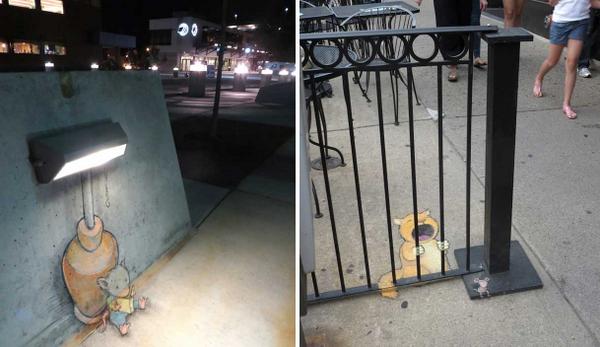 piweeFR's tweet photo. Des street art réalisés à la craie qui interagissent à la perfection avec les éléments urbains http://t.co/8rJ94xwtu2 http://t.co/oa38OX2J9A