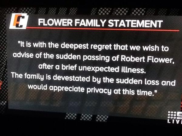 godemons27's tweet photo. Gary Lyon just reported Robbie Flower passed away today from complications with heart surgery - #RIPTulip 😪 http://t.co/01ID5nL8lC