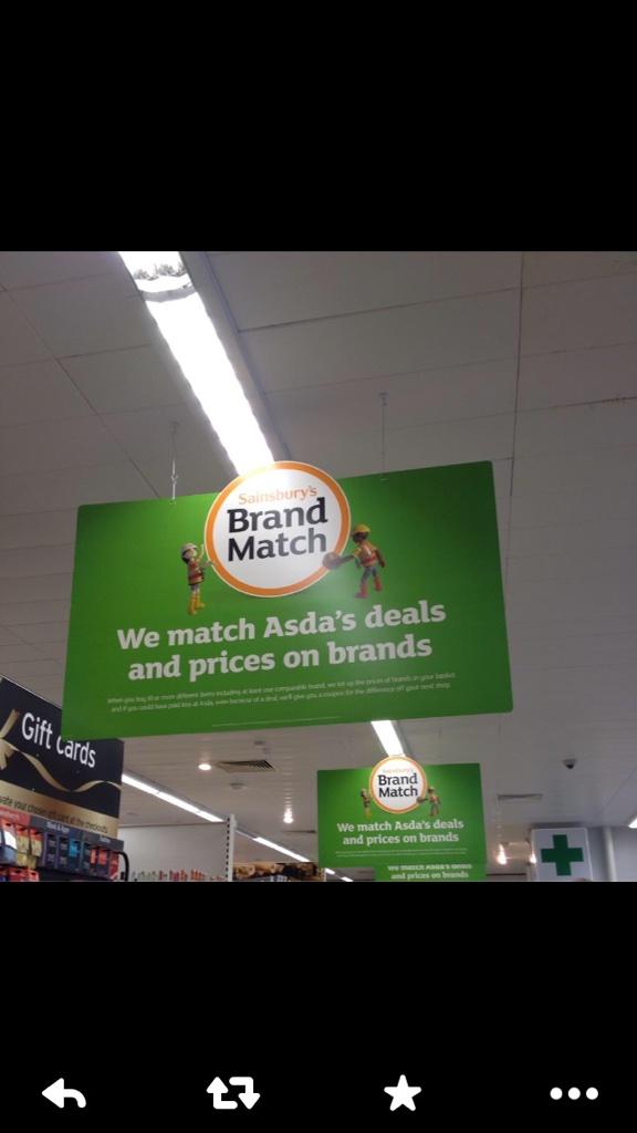 AmyWynne_Retail's tweet photo. Love this new bright #Brand #Match advertising in stores! We're now matching ASDA on branded prices! #N7JS http://t.co/EILKc070DZ