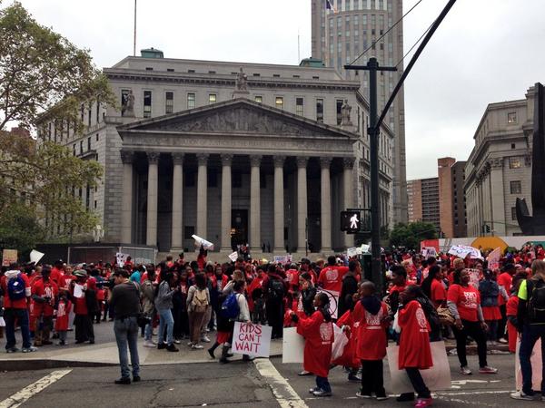 mikewdauria's tweet photo. Foley square is filling up. @UncommonSchools #DonStealPossible http://t.co/03cLBcNakF
