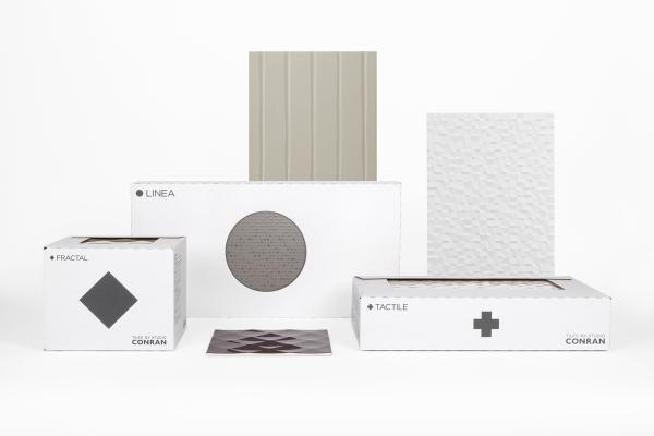 TheDieline's tweet image. .@weareconran designed minimal branding system for Trace tile! thediel.in/1qYEc1r