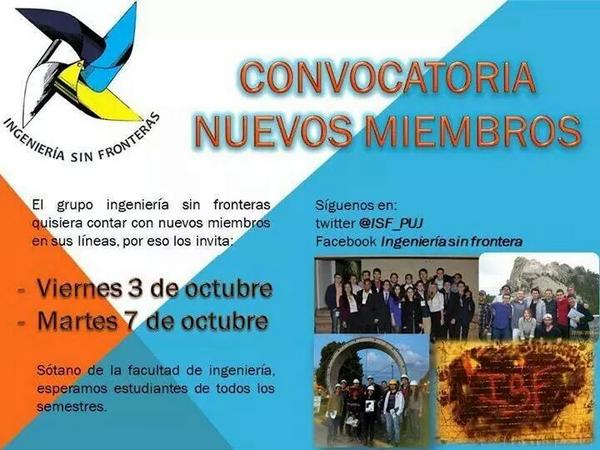 ISF_PUJ's tweet photo. Mañana invitamos a todos los que quieran conocer más del grupo Ingeniería Sin Fronteras y quieran unirse! http://t.co/kMwIzAAvOt