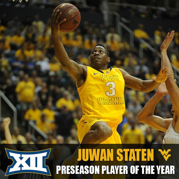 WVUhoops's tweet photo. From earlier today, Juwan Staten was named the Big 12 Conference Preseason Player of the Year. #HailWV http://t.co/c7wiRyCbe8
