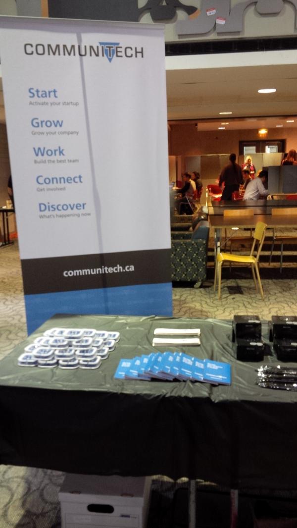 Communitech's tweet photo. We are in the SLC at @uwaterloo for the @UWEntSoc Startup Showcase! Come and meet tons of #startups #EntSocIdeaWeek http://t.co/TBesJoqi2w
