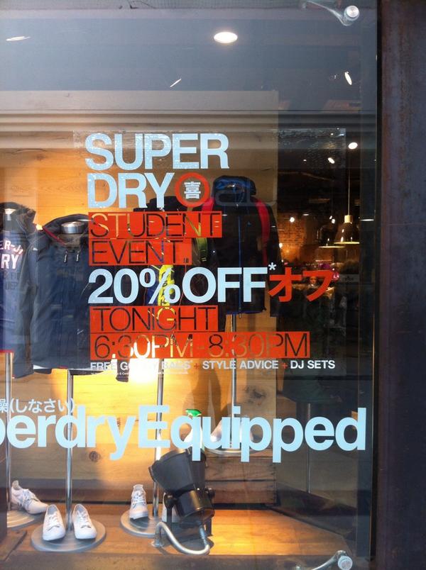 sarahjcook's tweet photo. Only one hour to go!!!! #superdrystudents #discount #woking #students #superdry #excited http://t.co/UQzQIwUcrb