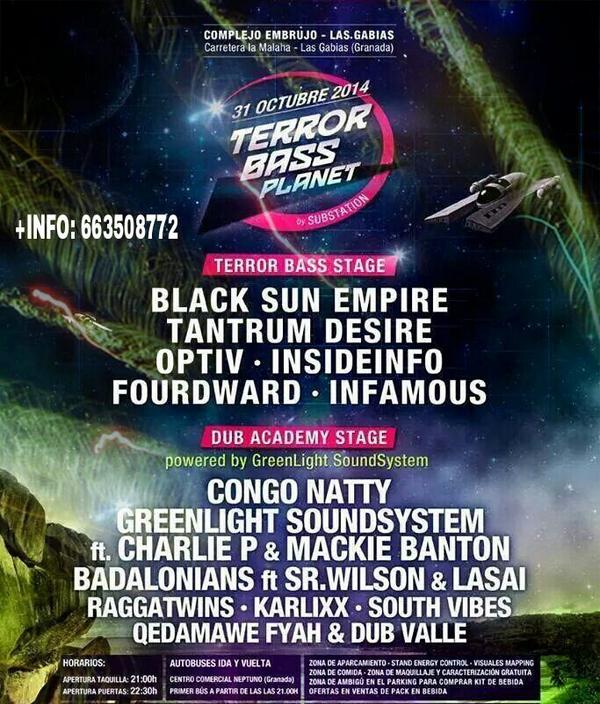 TitooRufy's tweet photo. TERROR BASS a llegado, cartelazo que no puedes perderte 18€ las 1000 primers entrds +info 663508772 @SubstationGrana http://t.co/Kr0uEcgahZ