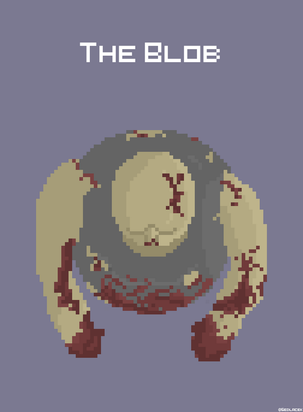 Sedlacek's tweet photo. Meet 'The Blob', first undead enemy I've made for my small game. #PixelArt #Zombie #Pixcom http://t.co/e0FApWxzyM