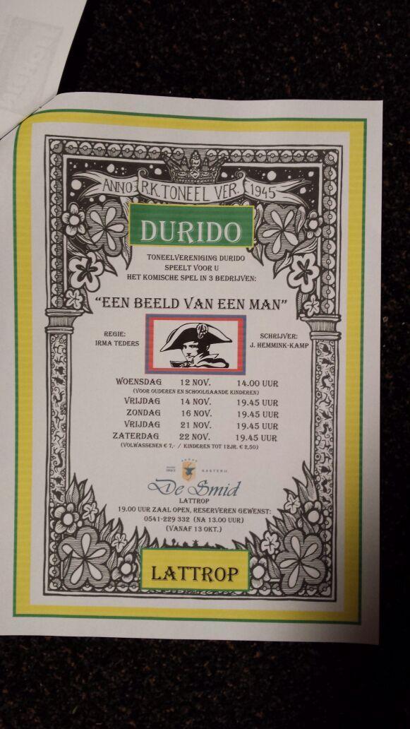 AgnesScholteL's tweet photo. Reserveer vanaf 13 oktober voor een van onze toneelvoorstellingen #durido http://t.co/2AVWWbf31f