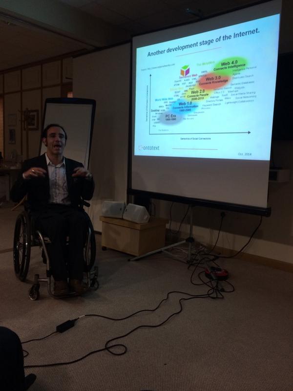 RBlackmore91's tweet image. The lovely @JarredMcGinnis taking centre stage at @DigitalSurrey this evening talking all things #semantictech