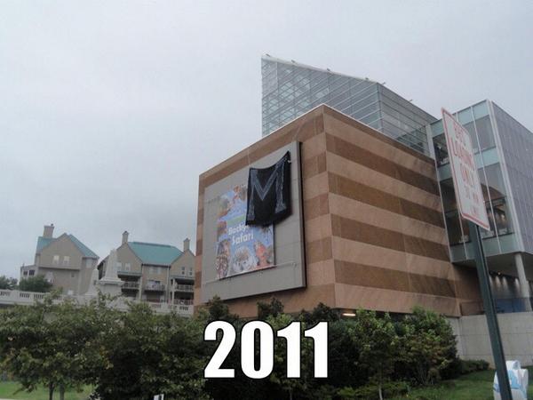 AlexElsea's tweet photo. From 2011 when we first hung one off the aquarium to now. #ThatEscalatedQuickly @adamconnell15 @GrahamLeech1 http://t.co/7eFkFjpnxH