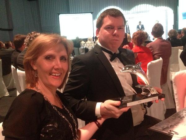 StoryBuildAgcy's tweet photo. @FitzmauriceRich and @katemartintmf holding our #cannescorp award. Thanks @withjiohnhurt  for voicing. http://t.co/dMpXCcAGi5