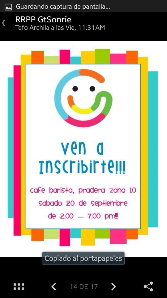 Ven a inscribirte a Barista, Pradera zona 10. ¡estamos hasta las 7 p.m.! #GuateSonrie #YoSonrio #SonriePorGuate