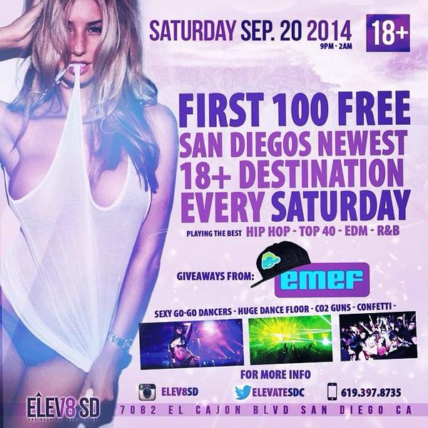 PlushSaturdays's tweet photo. Grand Opening TONIGHT! 🎊 FIRST 100 FREE‼️ DOORS OPEN @ 9:00PM - 7082 El Cajon Blvd. San Diego. 619-397-8735📱 #Elev8SD http://t.co/xYymexoIuX
