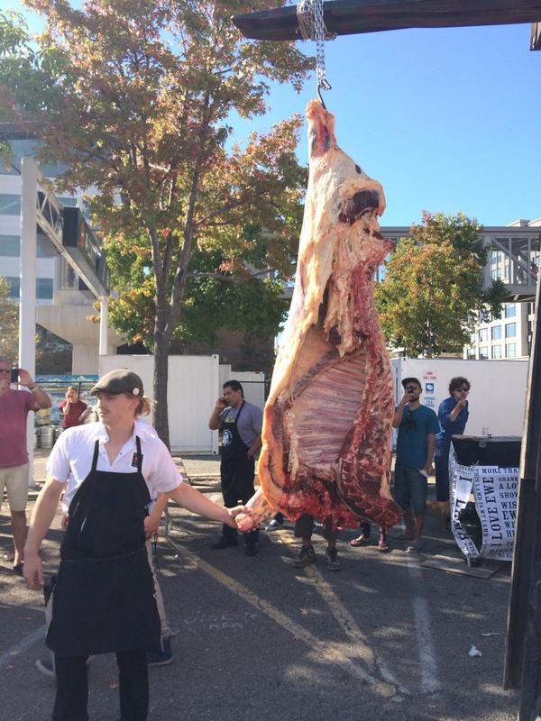 baltzco's tweet photo. Meanwhile back in California...@BelcampoMeat's half beast. @eatrealfest #ERF2014 http://t.co/ueeQZWeNC4