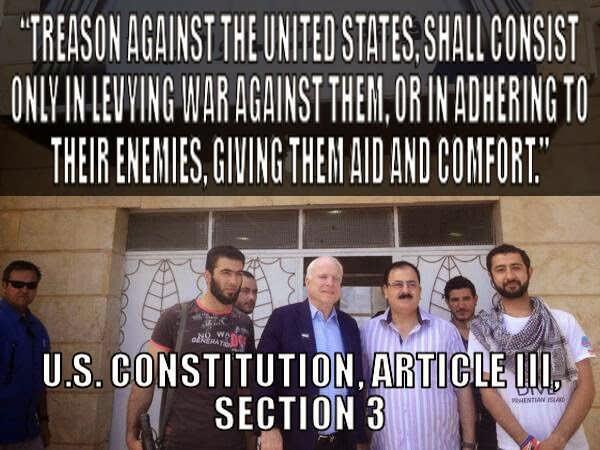 Arrest Senator John McCain for Treason! 

#ArrestMcCain4ISIS #ISIS #ISIL #IS #FSA #AlQaeda  <a href="/jm111t/">jim rissier</a> <a href="/gerrytighe/">Geronimo</a>