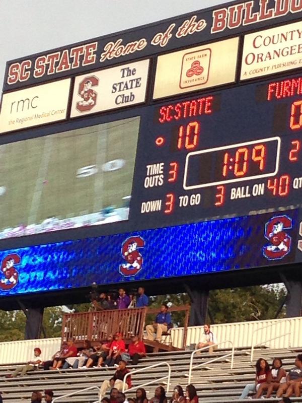 Almost Halftime and <a href="/SCStateAthletic/">SC State Athletics</a> came to play.  #BEATFURMAN #WeAreSCState #HalftimeIsGametime #Marching101
