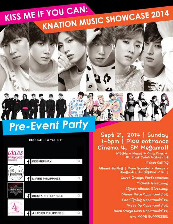 KpopConcertPH's tweet photo. #KNation #PreEventParty today at SM Megamall Cinema4, 1PM. See u all! @ukissmeph @MPirePH @BRAVEBIGSTAR_PH @4LadiesPH http://t.co/WNVPXnIjso