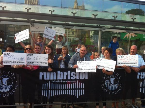 The <a href="/bbcrb/">BBC Radio Bristol</a> cheer boards are out for the @run_bristol half!