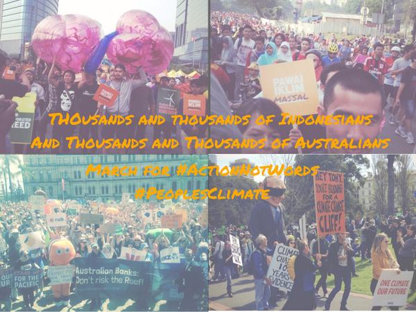 350's tweet photo. Massive #PeoplesClimate Marches through the streets of Australia and Indonesia today. @350Indonesia @350Australia http://t.co/gnYPa2QNlT