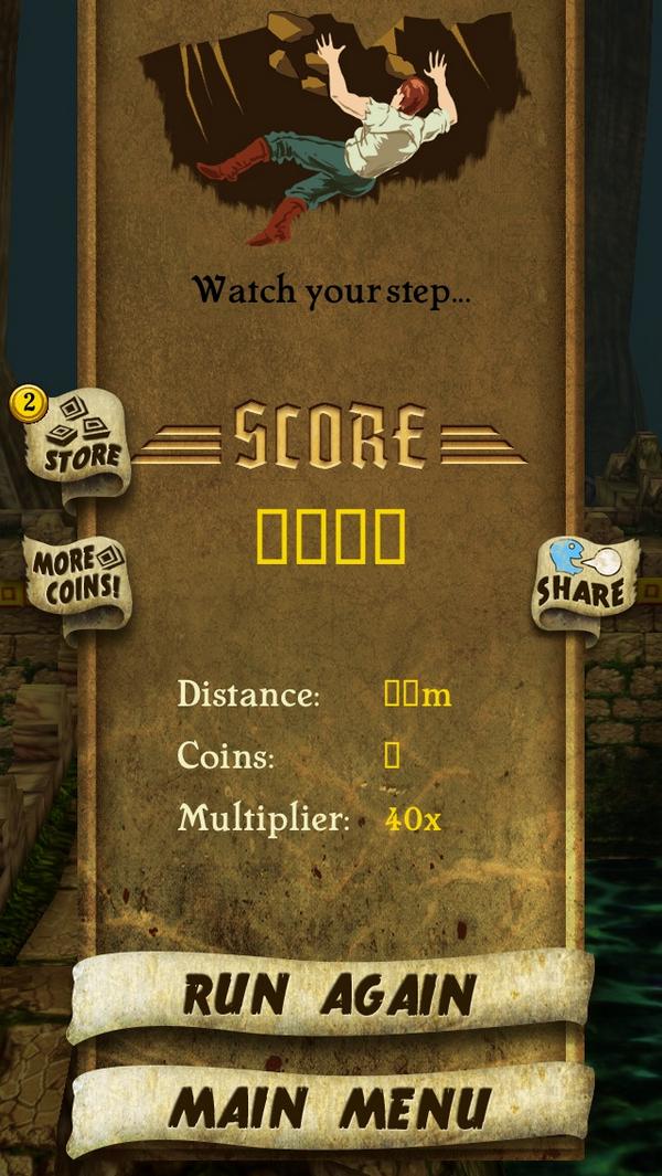 Ae182's tweet photo. I got ٢٧٢٠ points while escaping from demon monkeys. Beat that! http://t.co/w5MKfChVIk #TempleRun http://t.co/1iH7ufVDs9