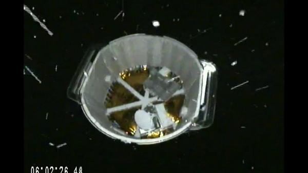 A shot of the #Dragon spacecraft flying free from the #Falcon9 rocket to begin a two-day chase of the space station.