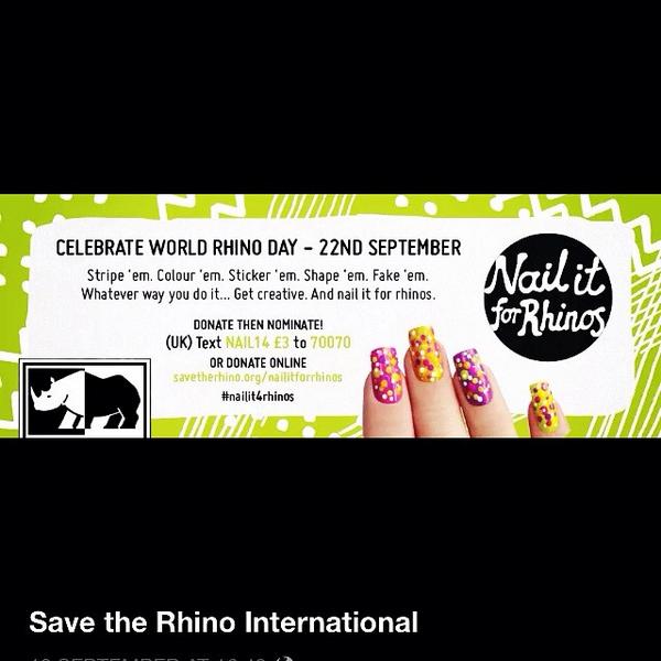 RoseAmberLondon's tweet photo. #nailit4rhinos #WorldRhinoDay @savetherhino http://t.co/dW4kewv0pt
