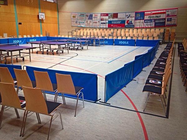 Hall set up and ready for today's match! First home match of the season, let's make it a good one!